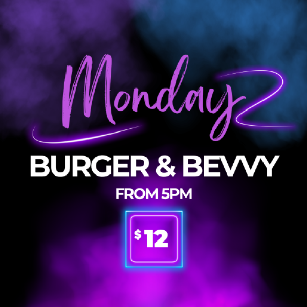 Monday's ritual, burger and bevvie from 5pm. $12